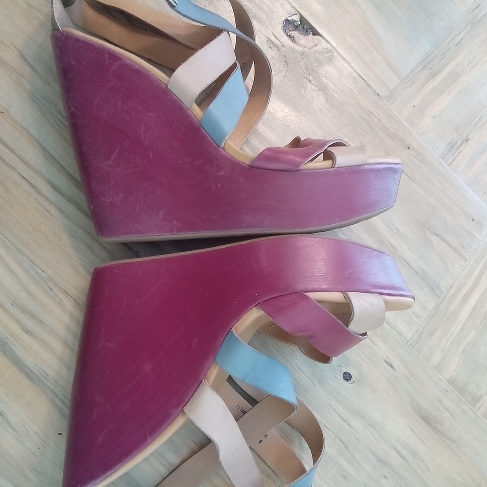 Kork-Ease Hailey Multi-Color Leather Strap Platform Wedge 5.5" Sandals S… - Picture 12 of 16